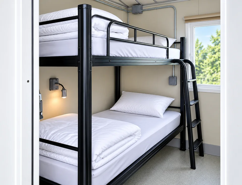 two-stall sleeper trailer, sleeper trailer 2 stall bunk bed interior